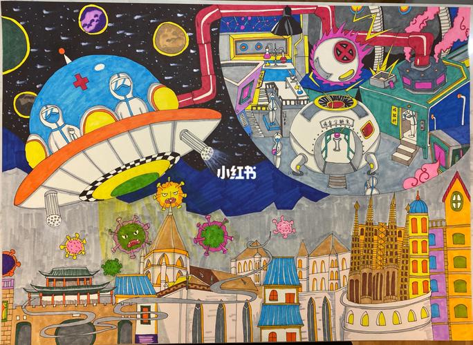 科幻画 科技画 儿童画 马克笔画_儿童画_马克笔画_绘画_临摹_文化