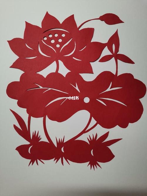 剪纸第五天―《和和美美》_剪纸_荷花_兴趣爱好_手工