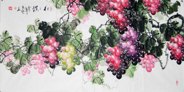 国画家黄艺老师四尺整张葡萄作品送礼收藏装饰