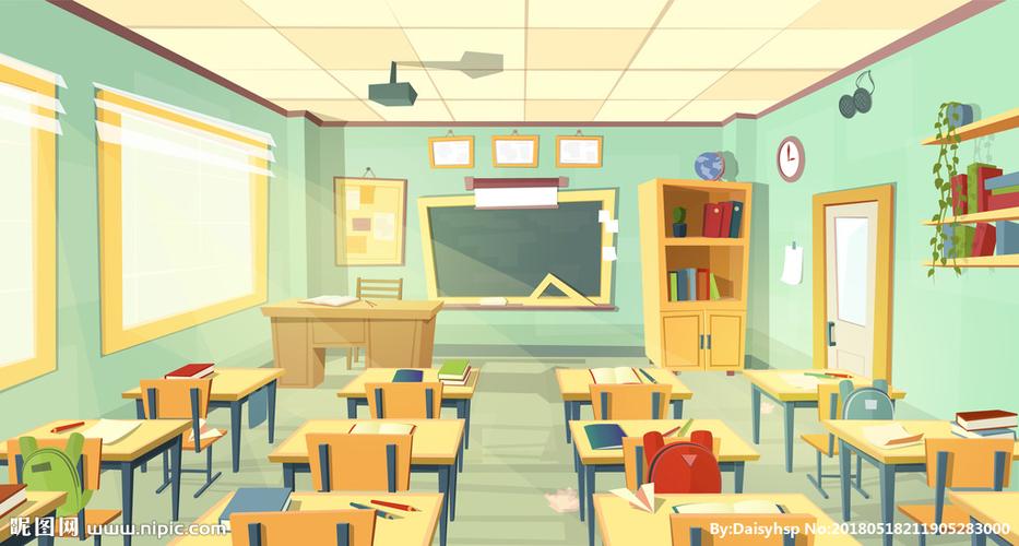 矢量卡通教室设计图图片