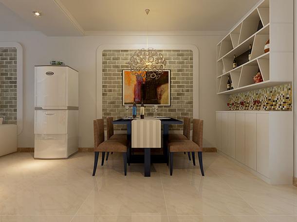 97m2二居室现代简约风格餐厅背景墙装修效果图,现代简约风格餐桌椅