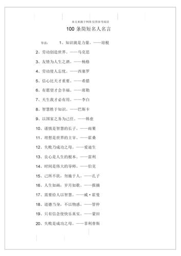 100条简短名人名言.docx 5页