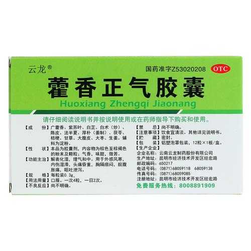 云龙制药 藿香正气胶囊