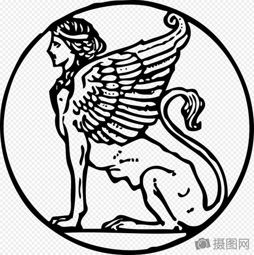 人头狮身守门人矢量图