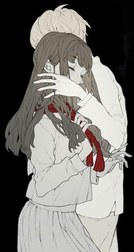 ジ id=50117244 #pixiv#动漫情侣#壁纸#二次元#插画#手绘#黑白#唯美