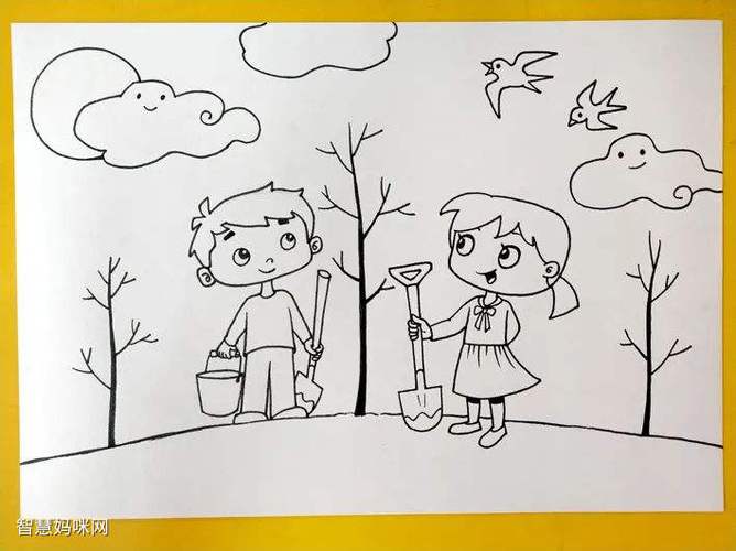 植树节主题儿童绘画