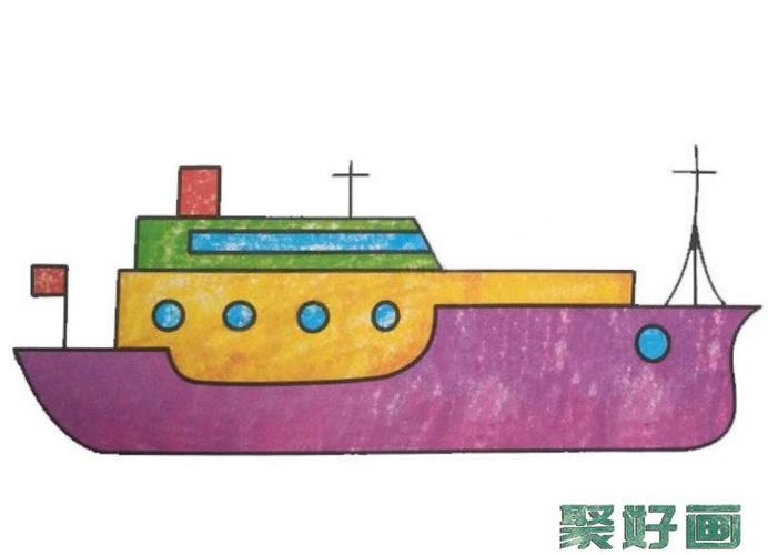 轮船简笔画彩色图片二怎么画简笔画教程