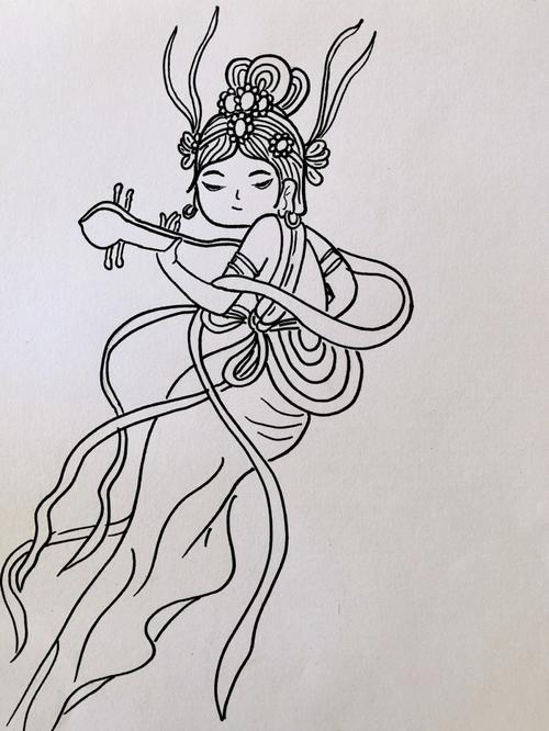 敦煌飞天/儿童画(附过程图)_小朋友_母婴_早教