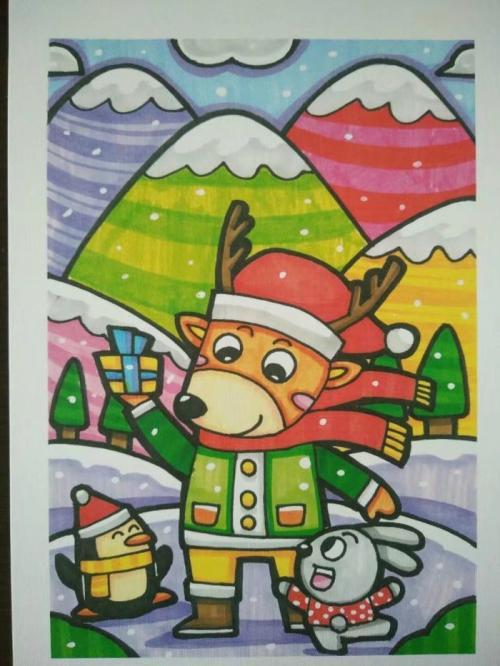 彩色简笔画景物综合画