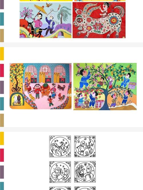 儿童美术 | 安塞民间艺术_艺术_美术_绘画_学习_装饰画_绘画日常_母婴