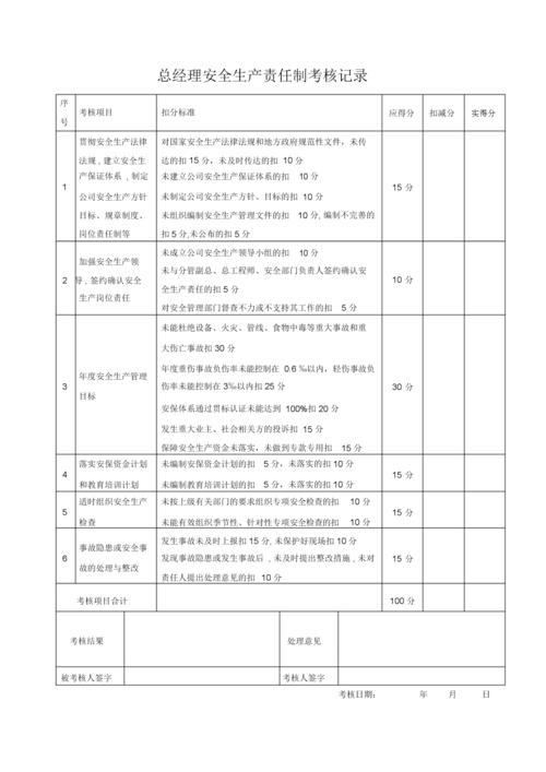 安全生产责任制考核标准表格.docx 24页