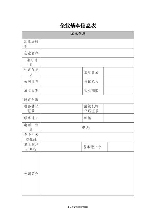 企业基本信息表