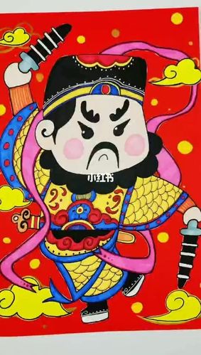 创意儿童画|威武的门神_儿童画_创意美术_少儿创意美术_人文_绘画