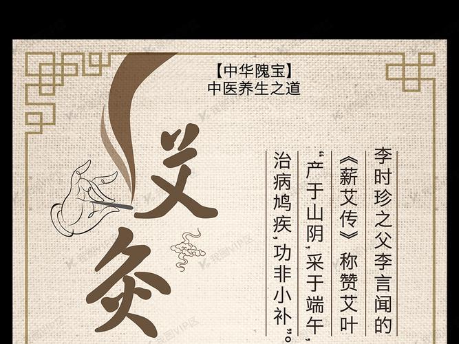 中国风背景中医养生艾灸宣传海报
