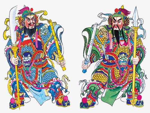 新年春节习俗门神喜庆吉祥装饰元素