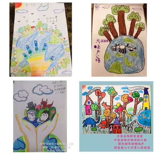 "为野生动物发声"公益活动———中育品格各园所幼儿内部绘画作品交流