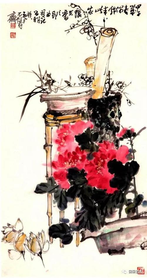 刘昌潮深得吴昌硕绘画神髓.吸收石田,石涛,板桥之长.