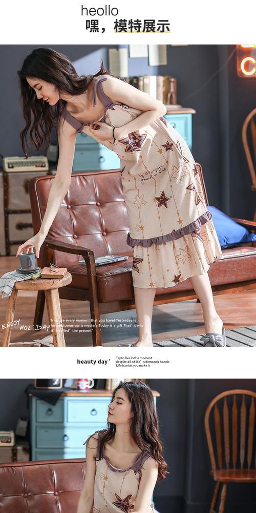 女夏季棉薄款吊带连衣裙性感睡衣带胸垫可爱学生宽松家居服g1911xl