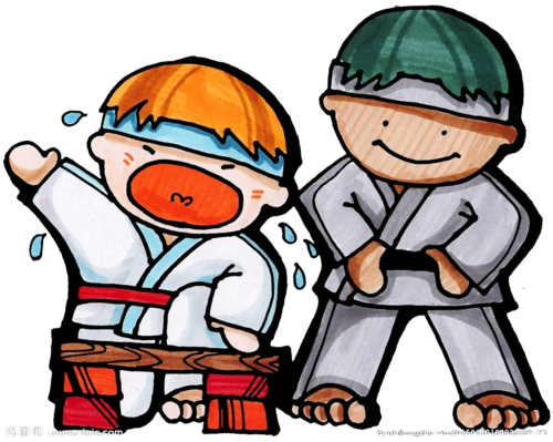 练柔道的两个小孩