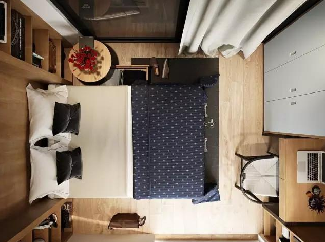 【美美卧室】办公桌隐藏在壁柜之中