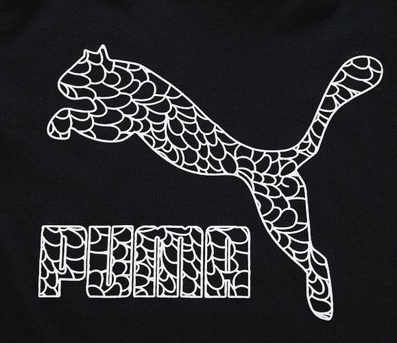 puma 彪马 610-鱼鳞款经典logo 黑白色运动纯棉短袖t恤情侣装