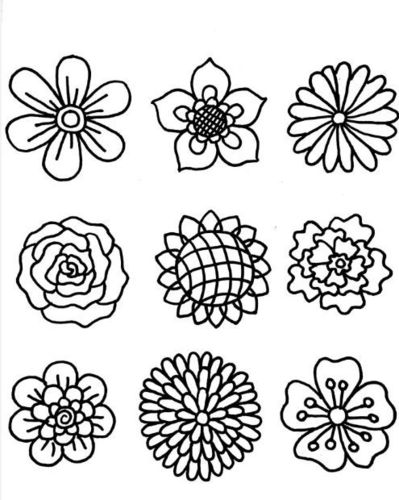 多种花型画法,花朵简笔画