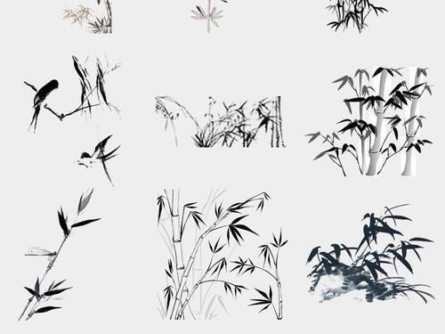 竹子山水船简笔画大图