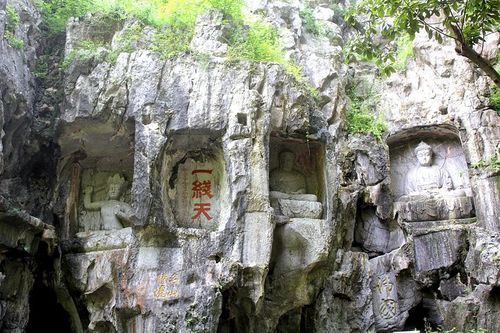 决定上去看看再说本来这飞来峰就不高而且也爬了半天相信上面没多高了