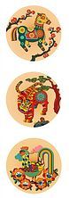new year picture-牛小盛作品,"尝试用新的几何图形语言和配色去重新