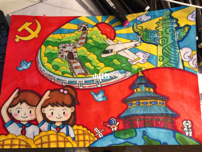 建党百年主题画_手抄报_手绘_人文_绘画