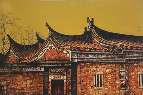 闽南红砖古厝简笔画