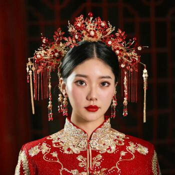 2021新款手工中式新娘古装头饰秀禾服发饰结婚饰配饰古典婚礼梓晴霞萱