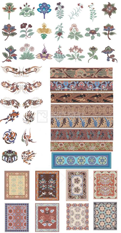 中国传统古典敦煌莫高窟菩萨绘画藻井花纹图案设计素材