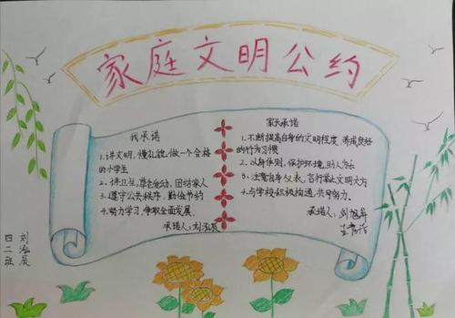 回民小学家长和孩子制定的手抄报式《家庭文明公约》