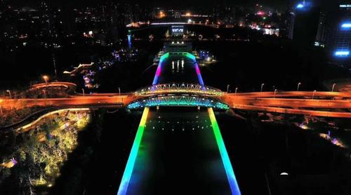 焦作南水北调项目夜景——"一渠清水,两岸风光"