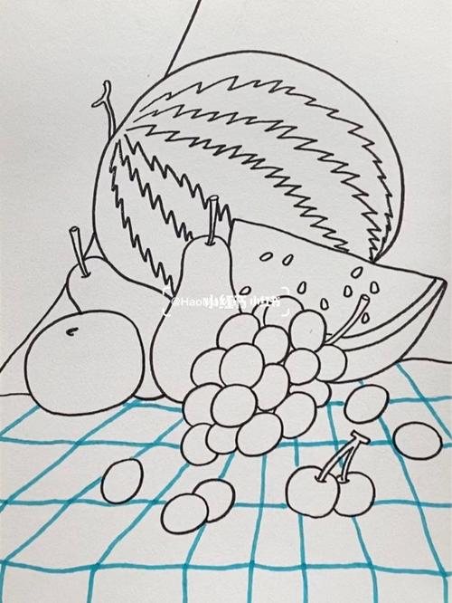 水果静物内含线稿马克笔儿童画儿创教程