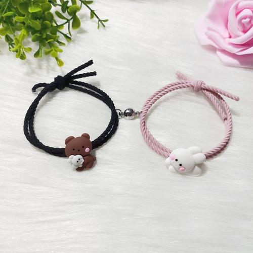 小皮筋送给男朋友带手腕情侣一对皮套闺蜜网红可爱头绳磁铁相吸链