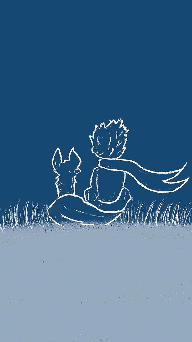 小王子与小狐狸意境背影简笔画