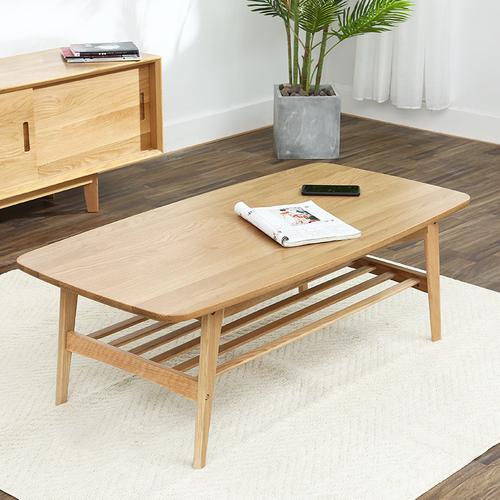 道谷北欧简约原木小茶几休闲小户型日式客厅纯实木白橡木双层茶几