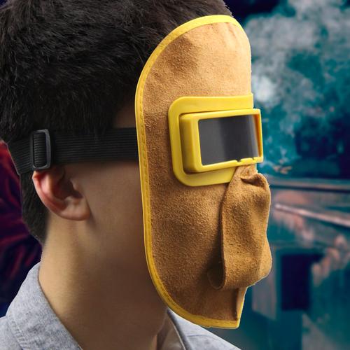 嘉舒特牛皮电焊作业面罩防弧光辐射焊渣火星飞溅隔热保护脸男女