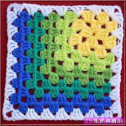 拼花方块毯子钩法视频