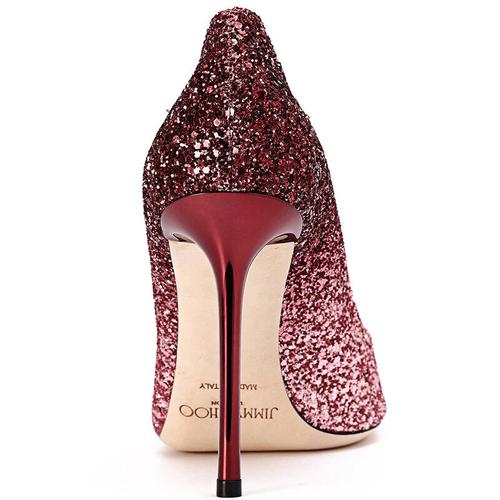 jimmy choo 周仰杰 女士粉红色亮片牛皮尖头细高跟单鞋 romy 100 cgd