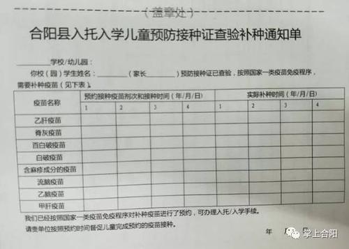 合阳家长们注意,儿童入托入学查验接种证工作开始了!