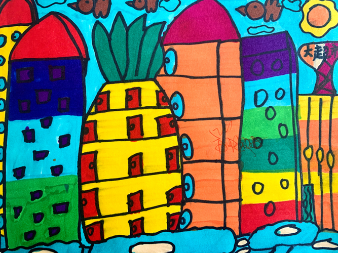 简单我居住的小区儿童画