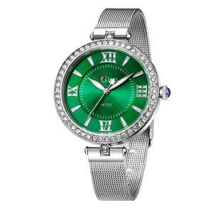 wood watch green dial