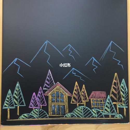 新手小白 粉笔画黑板报插画素材练习-day62_插画_风景_粉笔画_知识