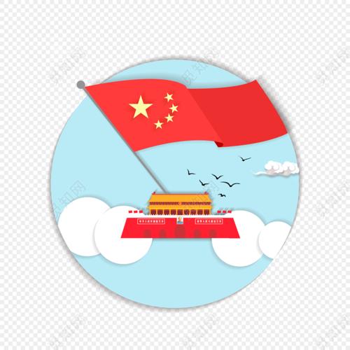 建党卡通天安门红旗国庆节素材