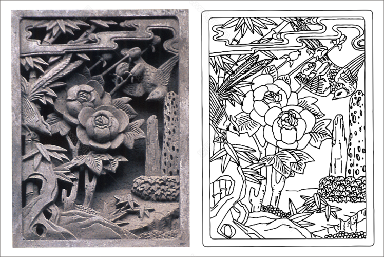 石雕花鸟图雕刻图案