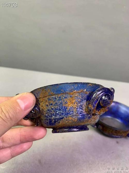 汉代古法琉璃爵杯