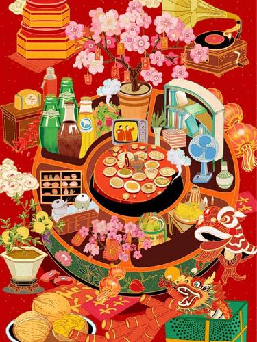 春节插画|喜庆节日